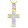 Image 1 : Mens Princess Diamond Cross Charm Pendant 5/8 Cttw 10kt Yellow Gold