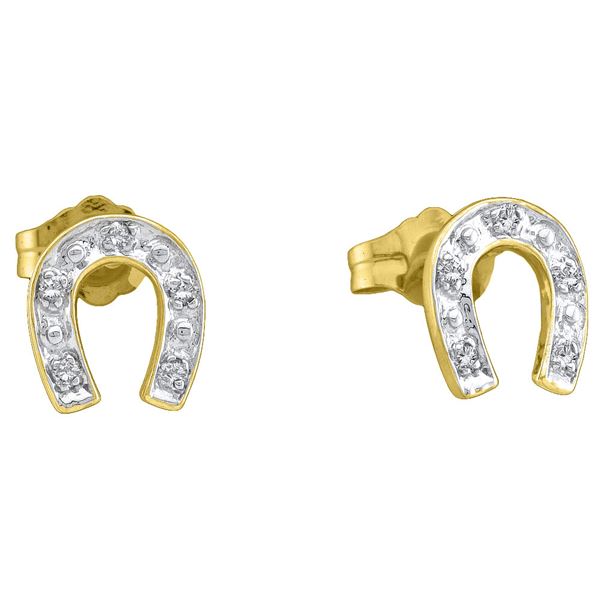 Diamond Horseshoe Earrings 1/20 Cttw 10kt Yellow Gold