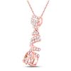Image 2 : Oval Morganite Diamond Spiral Solitaire Pendant 1 Cttw 10kt Rose Gold