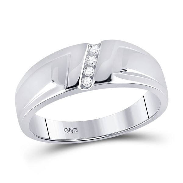 Mens Diamond Band Ring 1/20 Cttw 10kt White Gold