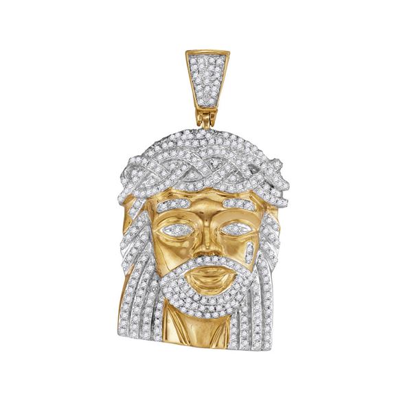 Mens Diamond Jesus Charm Pendant 1 Cttw 10kt Yellow Gold