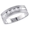 Image 1 : Mens Diamond Single Row 5-Stone Wedding Band Ring 1/2 Cttw 10kt White Gold