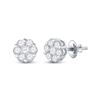Image 1 : Diamond Flower Cluster Earrings 1-1/5 Cttw 14kt White Gold