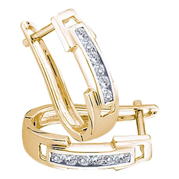 Diamond Hoop Earrings 1/5 Cttw 10kt Yellow Gold