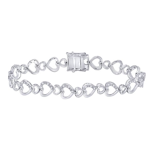 Diamond Heart Tennis Bracelet 1/4 Cttw Sterling Silver