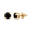 Image 1 : Black Color Enhanced Diamond Solitaire Earrings 3/4 Cttw 10kt Yellow Gold