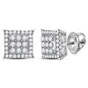Image 1 : Diamond Square Cluster Earrings 1/4 Cttw 14kt White Gold