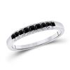 Image 1 : Princess Black Color Enhanced Diamond Band Ring 1/4 Cttw 10kt White Gold