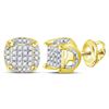 Image 1 : Mens Diamond Cluster Stud Earrings 1/5 Cttw 10kt Yellow Gold