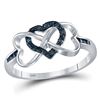Image 1 : Color Enhanced Blue Diamond Triple Heart Infinity Ring 1/10 Cttw Sterling Silver