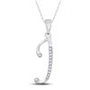 Image 1 : Diamond J Initial Letter Pendant 1/10 Cttw 10kt White Gold