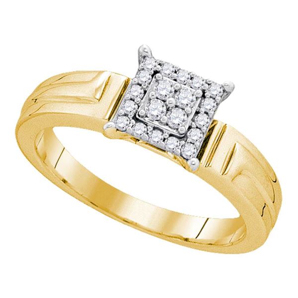Diamond Square Cluster Ring 1/5 Cttw 10kt Yellow Gold