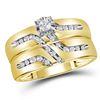 Image 2 : His Hers Diamond Solitaire Matching Wedding Set 1/4 Cttw 14kt Yellow Gold