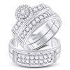 Image 1 : His Hers Diamond Solitaire Matching Wedding Set 1 Cttw 14kt White Gold