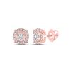Image 1 : Diamond Halo Cluster Earrings 1/4 Cttw 14kt Rose Gold
