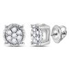 Image 1 : Diamond Flower Cluster Earrings 1/10 Cttw 10kt White Gold