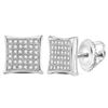 Image 1 : Diamond Square Cluster Earrings 1/4 Cttw 14kt White Gold