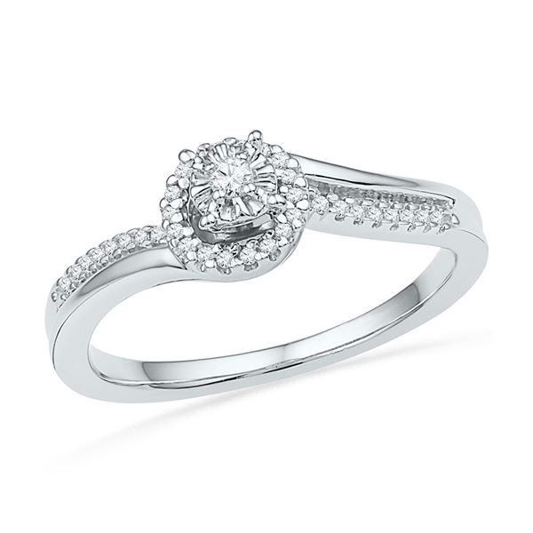 Diamond Solitaire Halo Bridal Wedding Engagement Ring 1/6 Cttw 10kt White Gold