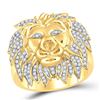 Image 1 : Mens Diamond Lion Mane Cluster Ring 5/8 Cttw 10kt Yellow Gold