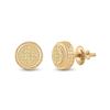 Image 1 : Yellow Color Enhanced Diamond Circle Earrings 1/20 Cttw Sterling Silver
