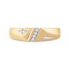 Image 2 : Mens Diamond Single Row Cross Wedding Band 1/20 Cttw 10kt Yellow Gold