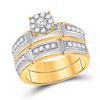 Image 2 : His Hers Diamond Halo Matching Wedding Set 3/4 Cttw 10kt Yellow Gold