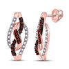Image 1 : Red Color Enhanced Diamond Fashion Earrings 1/6 Cttw 10kt Rose Gold