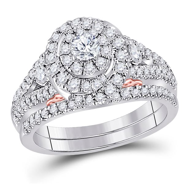 Diamond Bridal Wedding Ring Band Set 1 Cttw 14kt Two-tone Gold