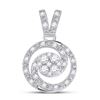 Image 1 : Diamond Circle Swirl Cluster Pendant 1/5 Cttw 14kt White Gold