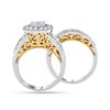 Image 2 : Diamond Cluster Bridal Wedding Ring Band Set 1-3/4 Cttw 14kt Two-tone Gold