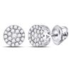 Image 1 : Diamond Flower Halo Cluster Earrings 1/2 Cttw 14kt White Gold