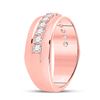 Image 4 : Mens Diamond Wedding Single Row Band Ring 3/4 Cttw 14kt Rose Gold