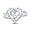 Image 2 : Diamond Nested Double Heart Ring 1/20 Cttw Sterling Silver