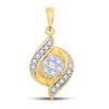 Image 1 : Diamond Flower Cluster Pendant 1/5 Cttw 14kt Yellow Gold