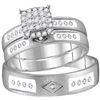 Image 1 : His Hers Diamond Cluster Matching Wedding Set 1/4 Cttw 14kt White Gold