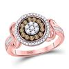 Image 1 : Brown Diamond Flower Cluster Ring 1/2 Cttw 10kt Rose Gold