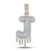 Image 1 : Mens Diamond Dripping J Letter Charm Pendant 5/8 Cttw 10kt Yellow Gold