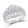 Image 1 : Diamond Floral Fashion Ring 1/2 Cttw 14kt White Gold