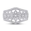 Image 2 : Diamond Floral Fashion Ring 1/2 Cttw 14kt White Gold