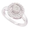 Image 1 : Diamond Flower Cluster Ring 3/4 Cttw 14kt White Gold