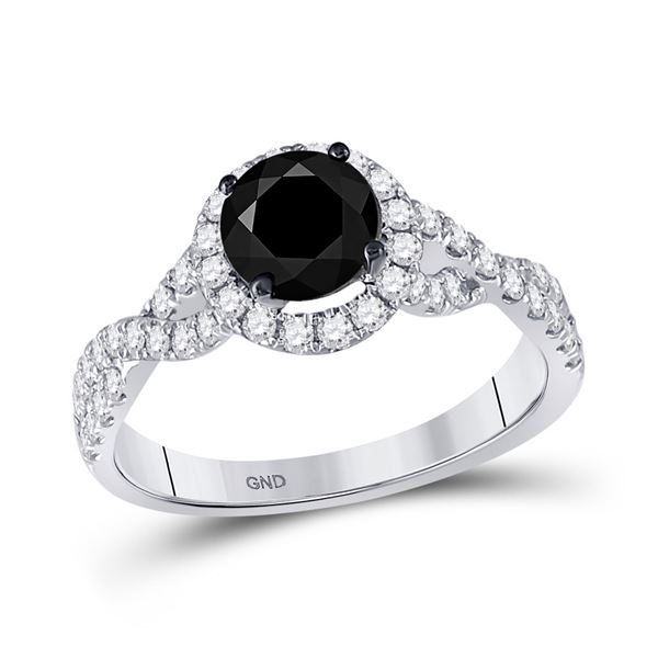 Black Color Enhanced Diamond Solitaire Bridal Engagement Ring 2 Cttw 14kt White Gold