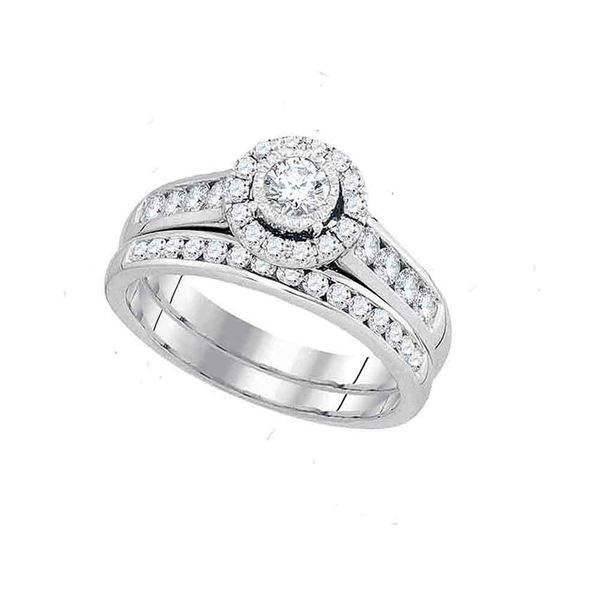 Diamond Bridal Wedding Ring Band Set 1 Cttw 14kt White Gold
