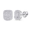 Image 1 : Baguette Diamond Cluster Earrings 1 Cttw 14kt White Gold