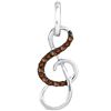 Image 1 : Brown Diamond Treble Clef Pendant 1/10 Cttw 10kt White Gold