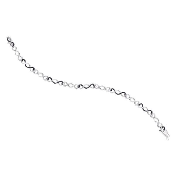 Black Color Enhanced Diamond Infinity Bracelet 1/4 Cttw Sterling Silver