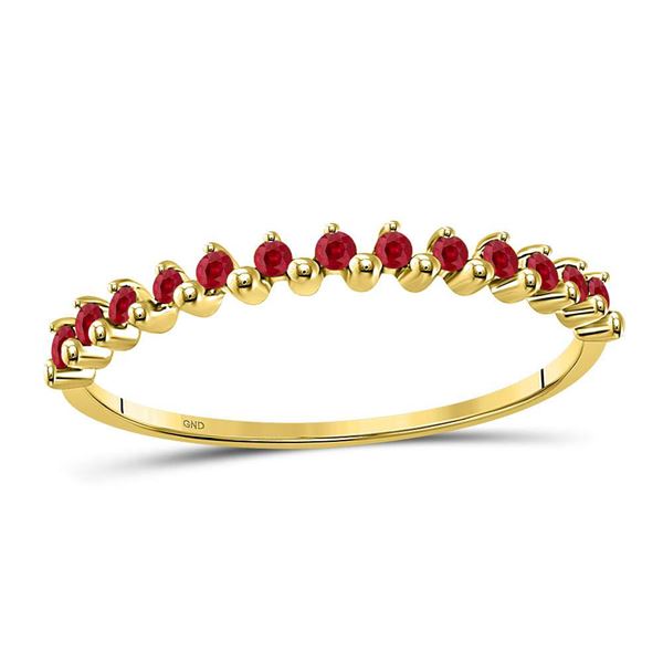 Ruby Single Row Stackable Ring 1/8 Cttw 10kt Yellow Gold