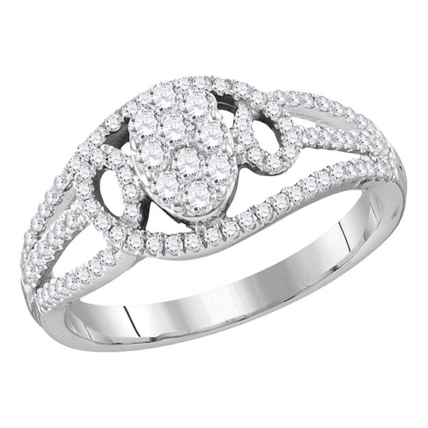 Diamond Oval Cluster Ring 1/2 Cttw 10kt White Gold