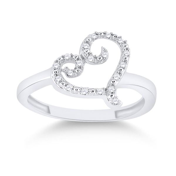 Diamond Heart Ring 1/12 Cttw Sterling Silver