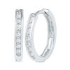 Image 1 : Channel-set Diamond Single Row Hoop Earrings 1/6 Cttw 10kt White Gold