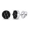Image 1 : Black Color Enhanced Diamond Cluster Earrings 3/8 Cttw 14kt White Gold
